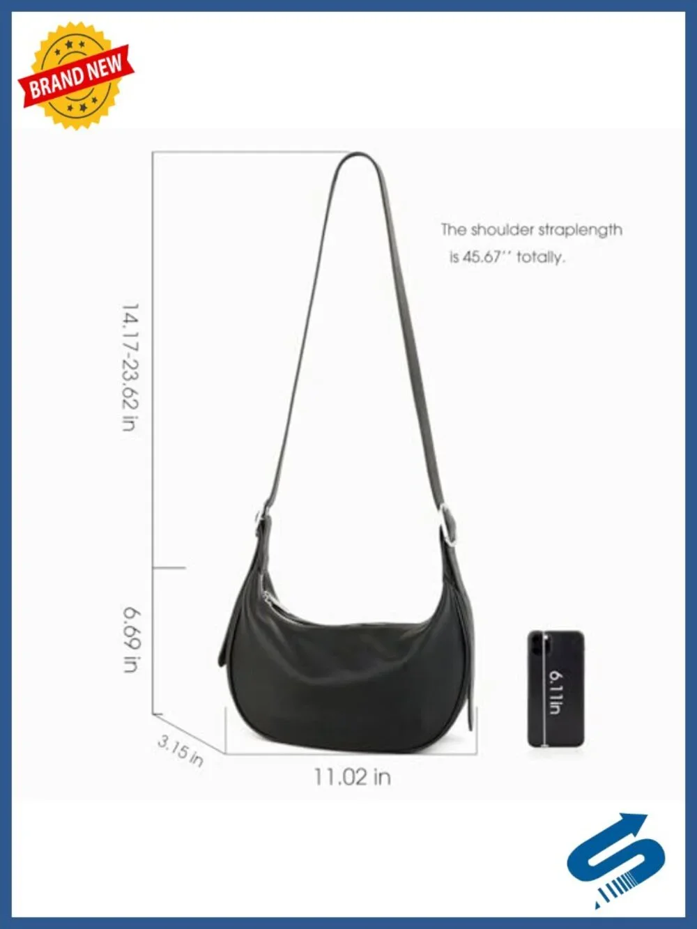 Full Grain Leather Hobo Bag Crossbody Shoulder Purse